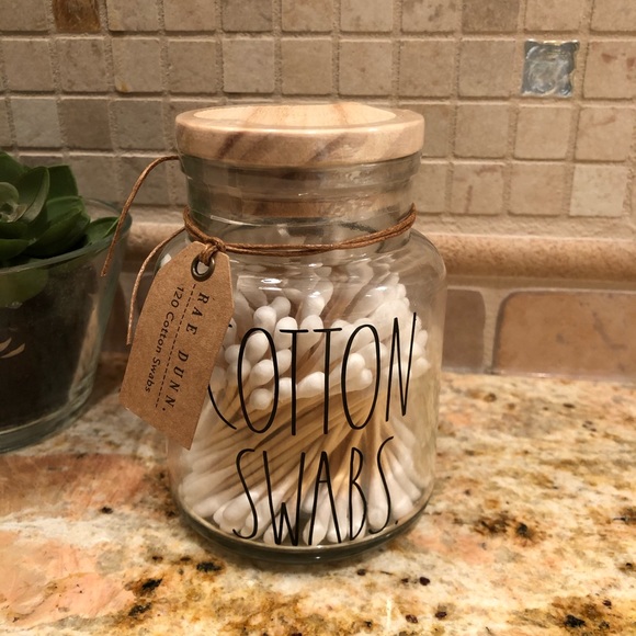 Rae Dunn Other - Rae Dunn Cotton Swabs Glass Jar